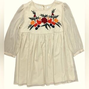 Glamorous Mini Dress Tunic Size Medium Beige Embroidered Floral Boho Made India